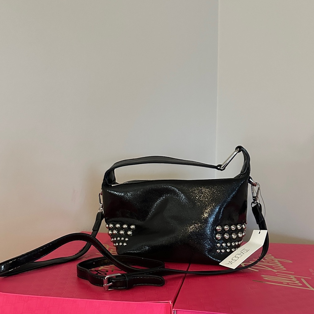 NWT Isadora Elegant Black Studded Crossbody Bag